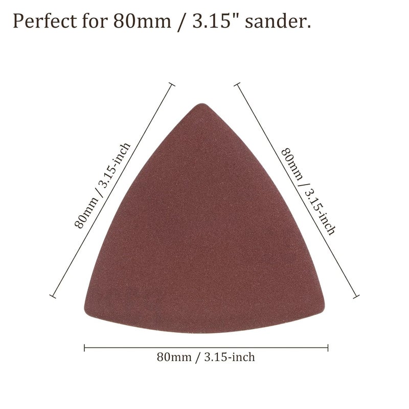 Kozelo 120pcs Mouse Sander Detail Sandpaper - [ 320 Grit, 3-1/8" ] Triangle Hook and Loop Assorted Sanding Pads Sheet for Wood Furniture Polishing Use | Aluminum Oxide Sandpaper - Image 3